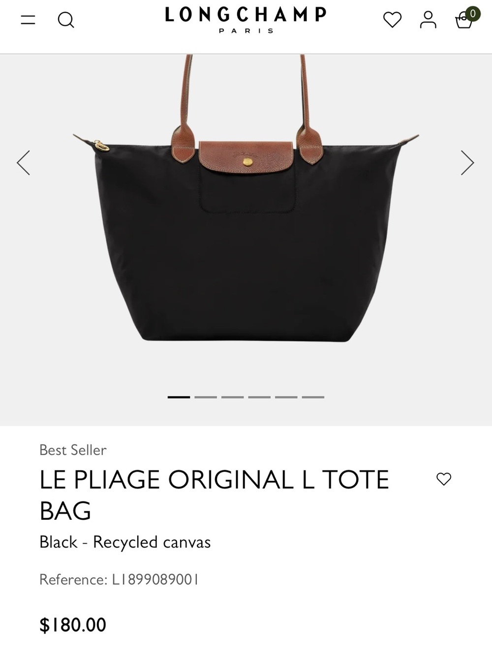 Longchamp Red Nylon Le Pliage Large Tote with Brown Leather Trim - Picture 5 of 5